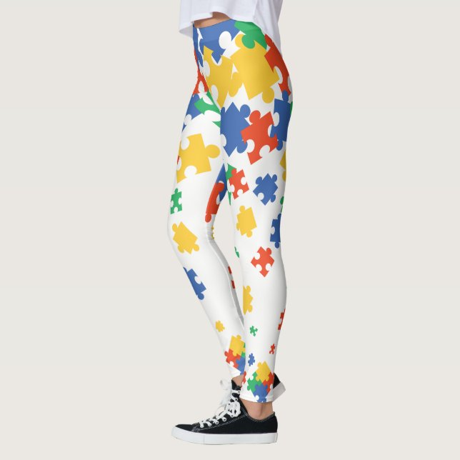 Autismmedvetandets Färgrika Pusselbitar Leggings (Vänster)