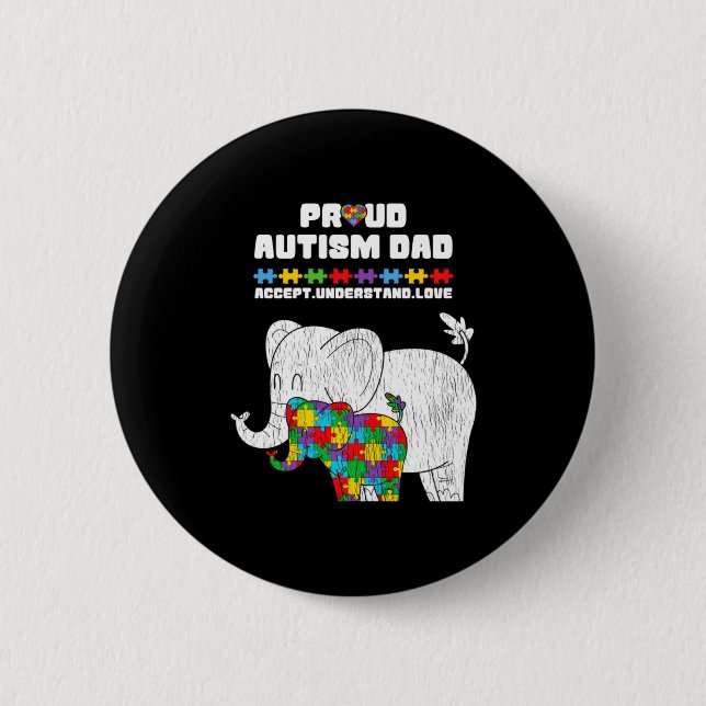 Autismmedveten pappa Acceptera Stolt Autism Son Pa Knapp (Framsida)