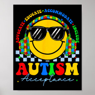 Autismmedvetenhet acceptans leende ansikte lärare poster