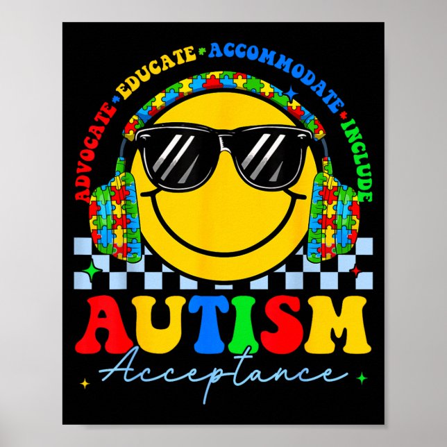 Autismmedvetenhet acceptans leende ansikte lärare  poster (Framsidan)