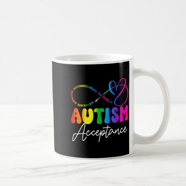Autismmedvetenhet Acceptans Oändlighetssymbol Före Kaffemugg (Höger)
