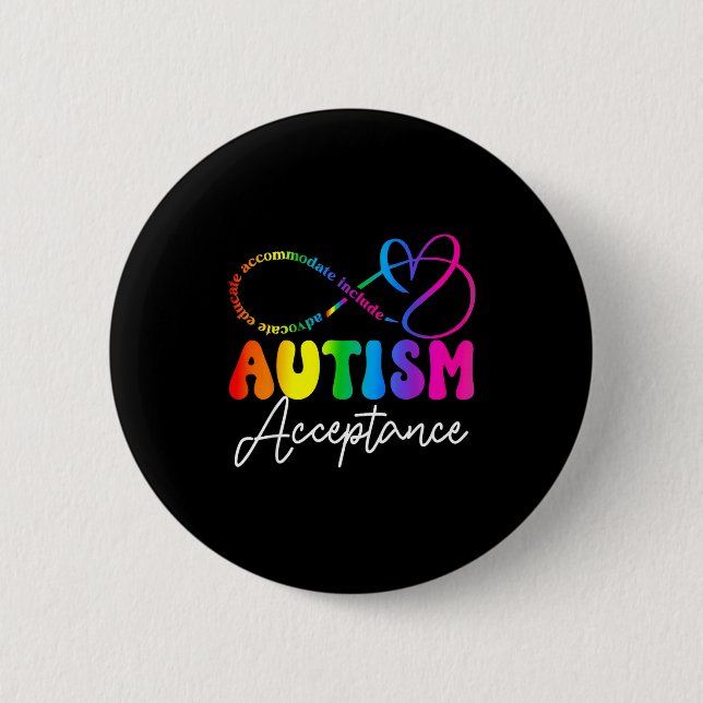 Autismmedvetenhet Acceptans Oändlighetssymbol Före Knapp (Framsida)