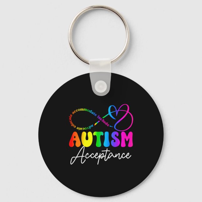 Autismmedvetenhet Acceptans Oändlighetssymbol Före Nyckelring (Framsida)