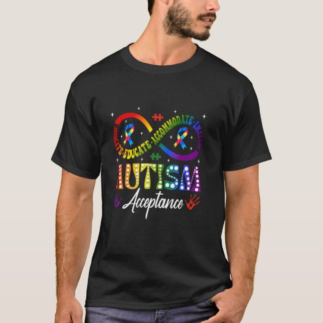 Autismmedvetenhet Acceptans Oändlighetssymbol Före T Shirt (Framsida)