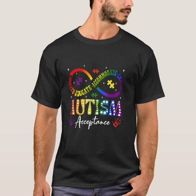 Autismmedvetenhet Acceptans Oändlighetssymbol Före T Shirt (Framsida)