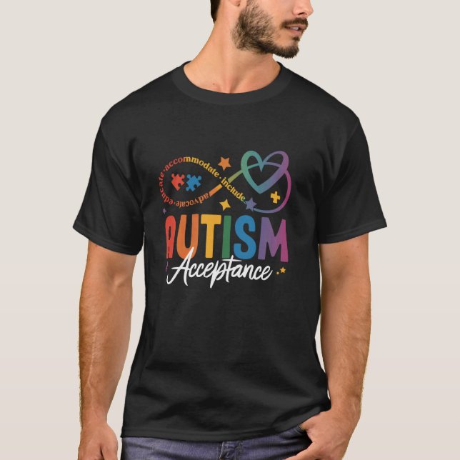 Autismmedvetenhet Acceptans Oändlighetssymbol Före T Shirt (Framsida)