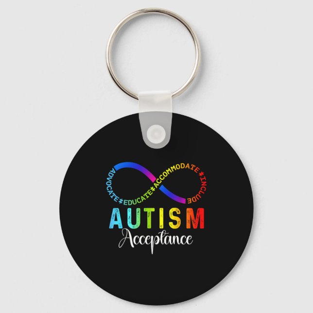 Autismmedvetenhet acceptans oändlighetssymbol nyckelring (Framsida)
