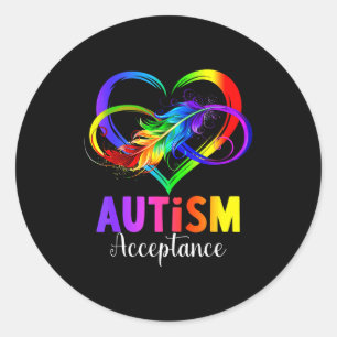 Autismmedvetenhet acceptans oändlighetssymbol runt klistermärke