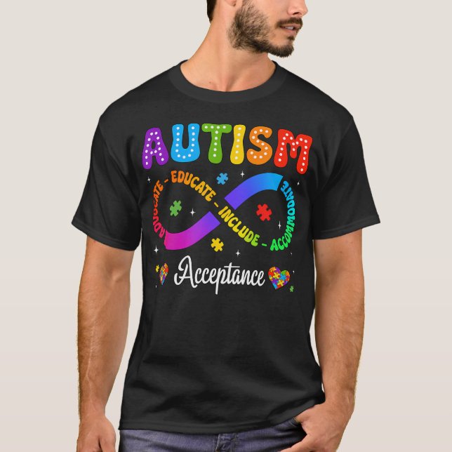 Autismmedvetenhet Acceptans Oändlighetssymbol T Shirt (Framsida)