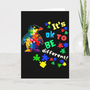 Autismmedvetenhet Acceptans Pingvin Det är Ok Att Kort