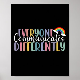 Autismmedvetenhet Alla Kommunicerar Olika Poster