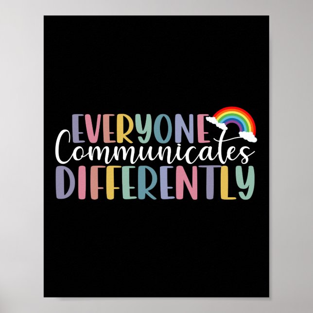 Autismmedvetenhet Alla Kommunicerar Olika Poster (Framsidan)