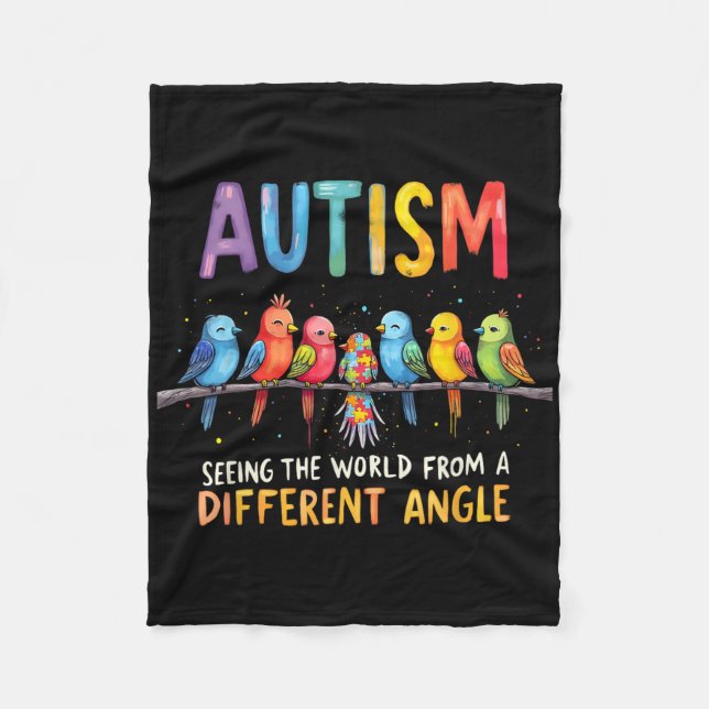 Autismmedvetenhet Annorlunda Vinkel Neurodiversite Fleecefilt (Framsidan)