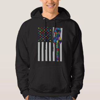 Autismmedvetenhet Autism Band USA Flagga Stöd Aut Hoodie