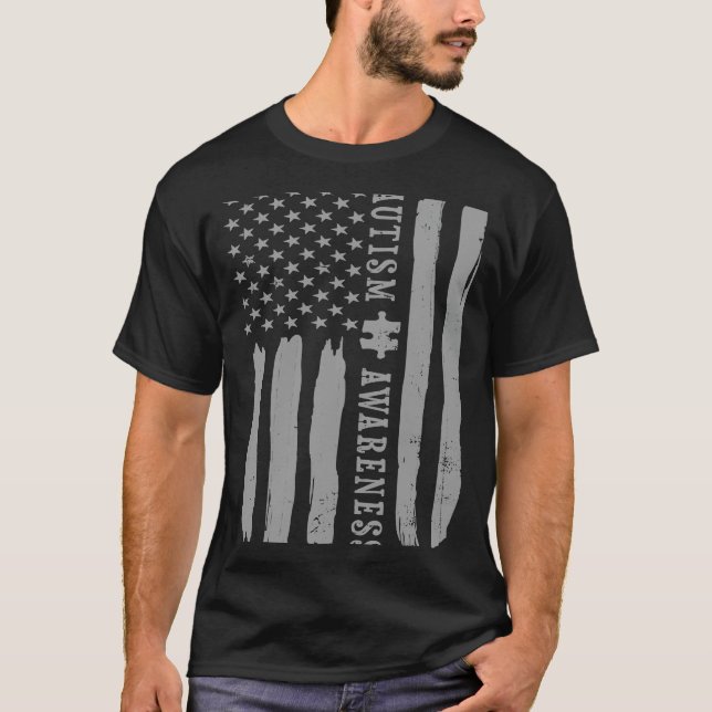 Autismmedvetenhet  Autism Flagga  Pusselbit T Shirt (Framsida)