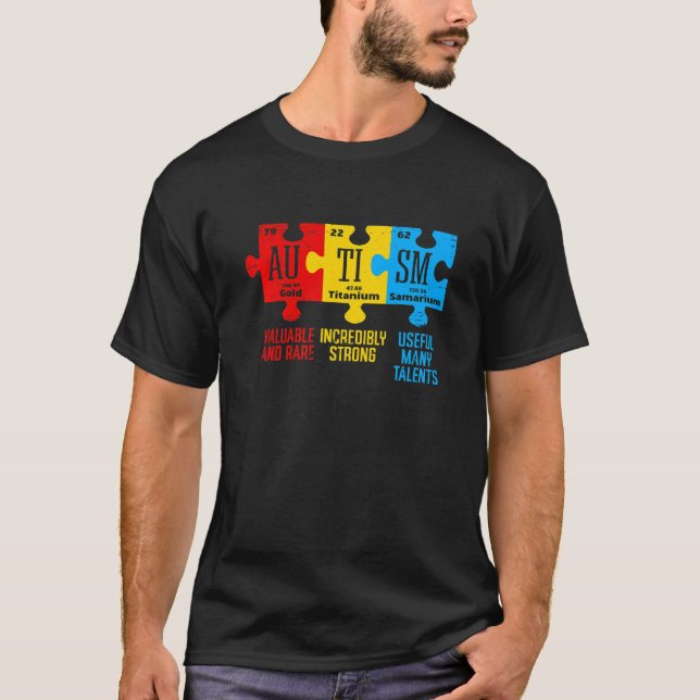 Autismmedvetenhet Element Periodiska Systemet T Shirt (Framsida)