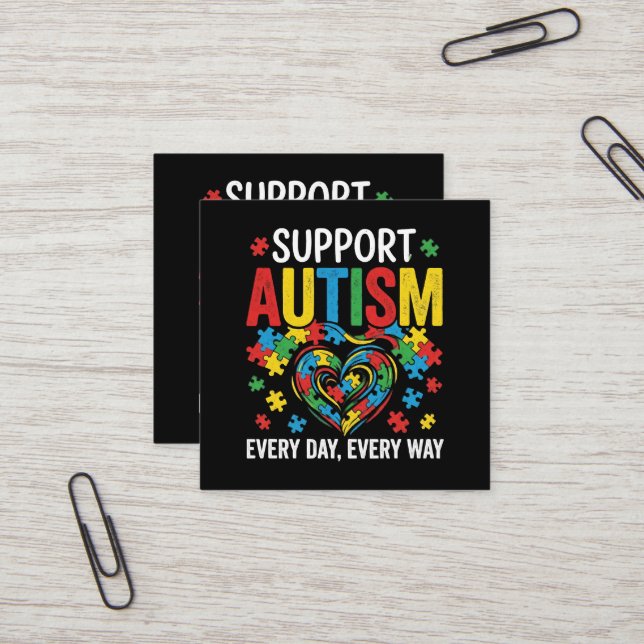 Autismmedvetenhet Fyrkantigt Visitkort (Fram/Back In Situ)
