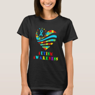 Autismmedvetenhet Kvinnor Hjärtstöd Autistisk Mån T Shirt