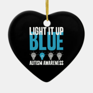 Autismmedvetenhet månad stöd lys den blå julgransprydnad keramik