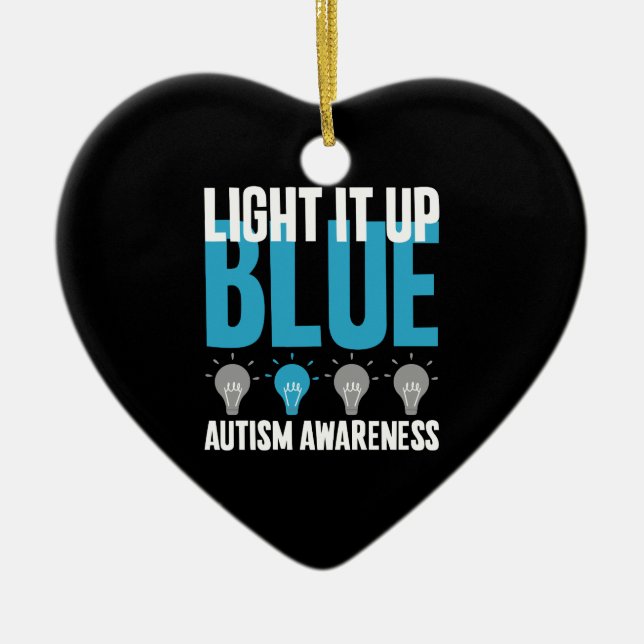 Autismmedvetenhet månad stöd lys den blå julgransprydnad keramik (Framsidan)