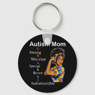 Autismmedvetenhet Present med Afro Afroamerikan Nyckelring