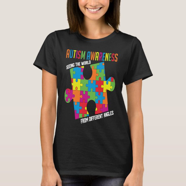 Autismmedvetenhet Ser Världen Från Olika A T Shirt (Framsida)