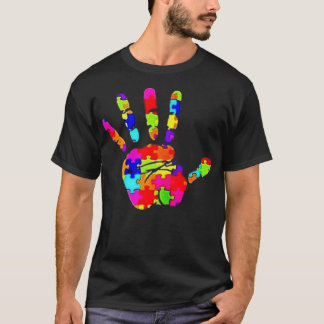 autismmedvetenhet söt hand färg puzzles autism t shirt