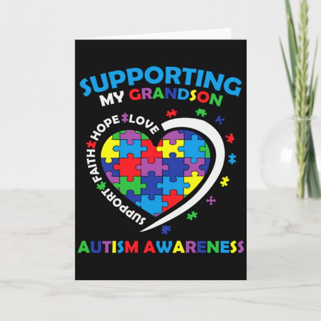 Autismmedvetenhet Stödjer Min Sonson Stöd Au Kort (Framsida)
