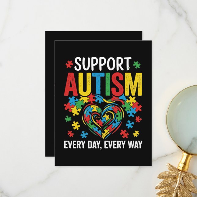 Autismmedvetenhet Tack Kort (Fram/Back In Situ)