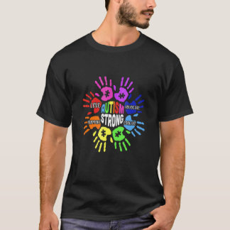 Autismmedvetenhet Teckenspråk Hand Puzzle Stöd T Shirt