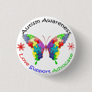 Autismmedvetenhetfjäril Knapp