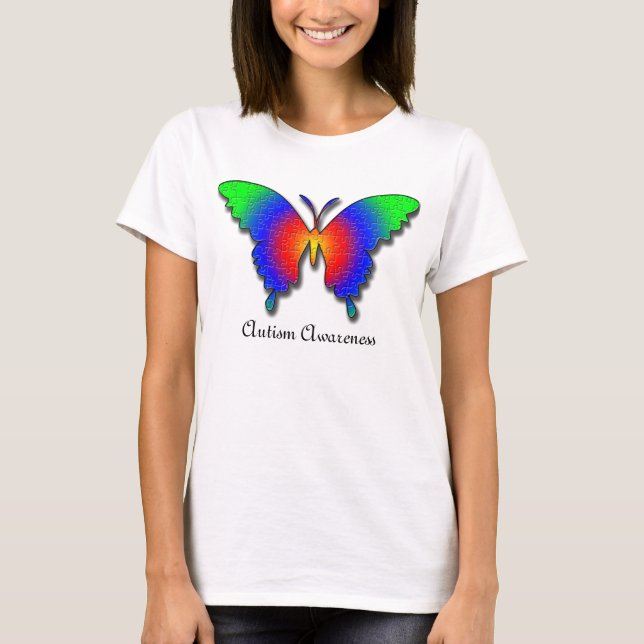 Autismmedvetenhetfjäril T-shirt (Framsida)