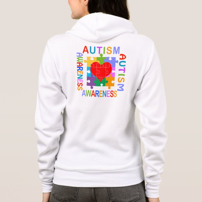 Autismmedvetenhethjärta Tee Shirt (Baksida)