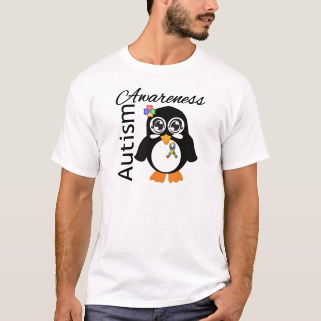 Autismmedvetenhetpingvin T-shirt (Framsida)