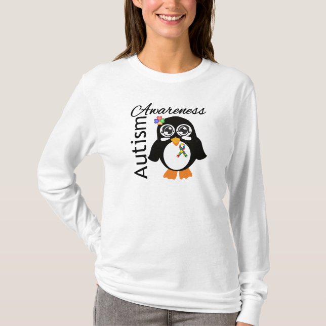Autismmedvetenhetpingvin T Shirt (Framsida)