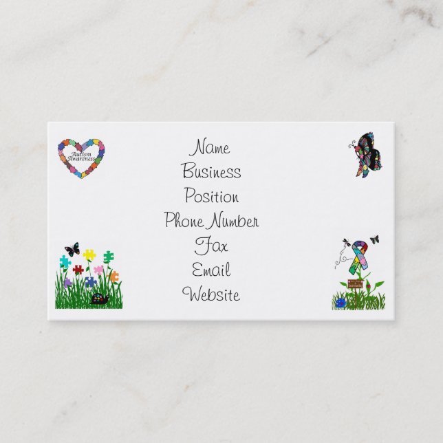 Autismmedvetenhetvisitkortar Visitkort (Framsida)