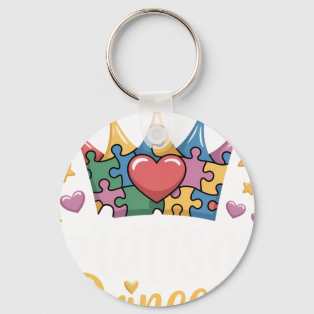 Autismprinsessa Autismmedvetandekung Gir Nyckelring (Framsida)