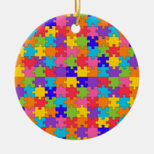 autismpussel julgransprydnad keramik