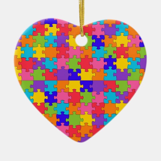 autismpussel julgransprydnad keramik (Framsidan)