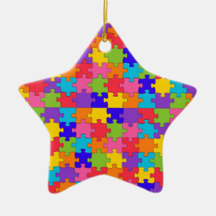 autismpussel julgransprydnad keramik