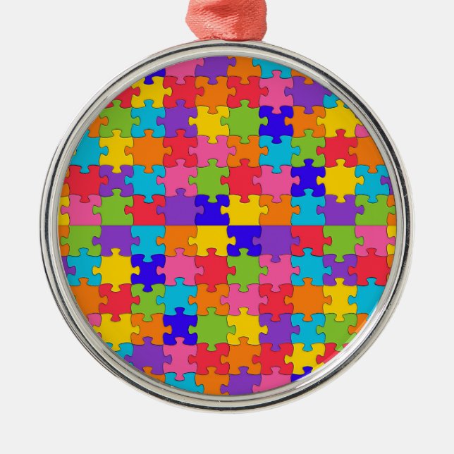 autismpussel julgransprydnad metall (Framsidan)