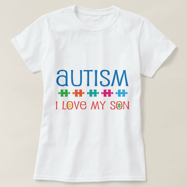 Autismpusselbandet älskar jag min Son T Shirt (Design framsida)