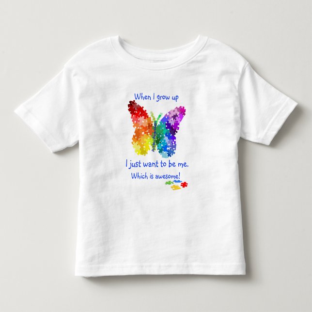 Autismpusselfjäril, när jag växer upp design tee (Framsida)