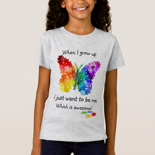 Autismpusselfjäril, när jag växer upp design tröja (Framsida)