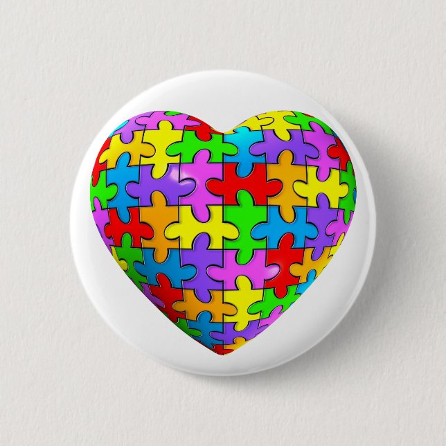 Autismpusselhjärta Knapp (Framsida)