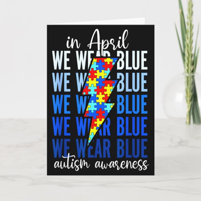 Autismregnbåge I April Vi Bär Blå Autism Medvetenh Kort (Framsida)