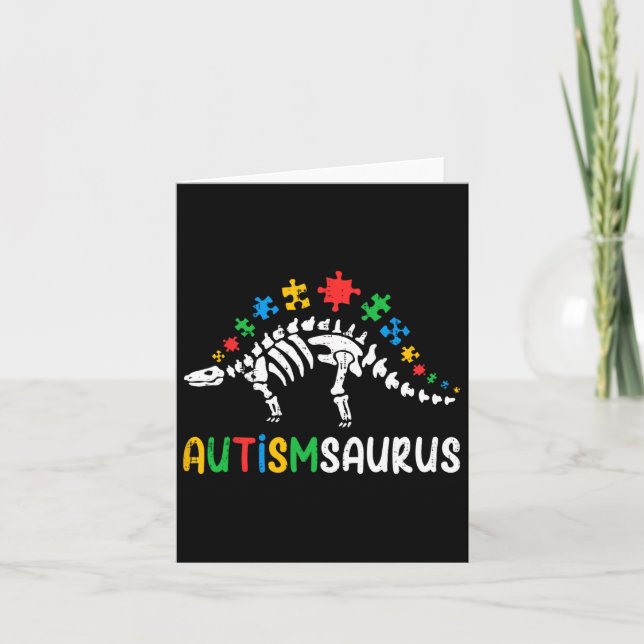 Autismsaurus Dinosaur Boys Kids Småbarn Autism Awa Kort (Framsida)