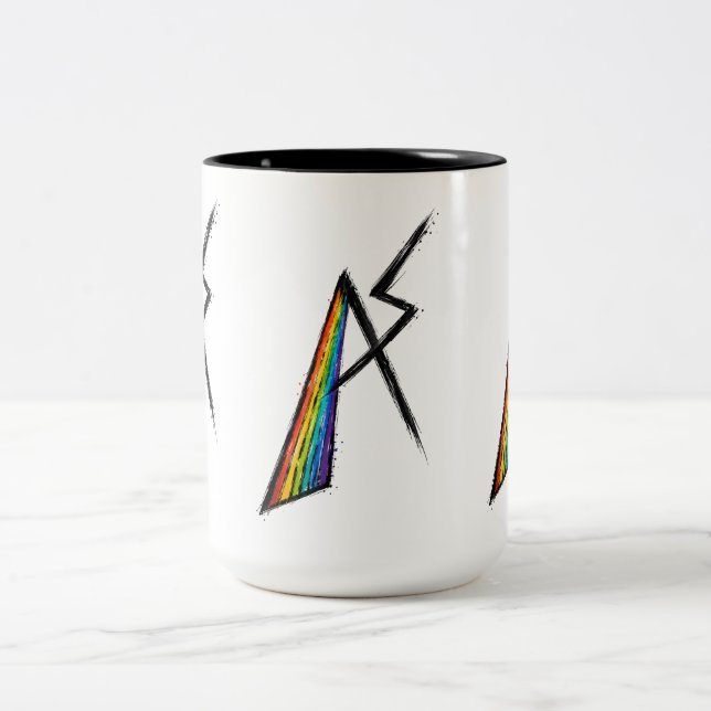Autismspektrum AS-symbol | Modern regnbåge  Två-Tonad Mugg (Center)