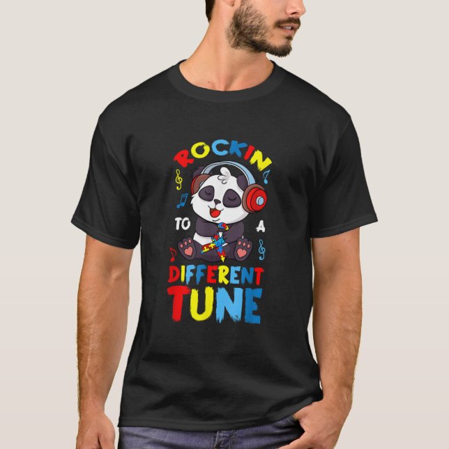 Autismspektrumstörningar Panda Hörlurar Pussel Paj T Shirt (Framsida)