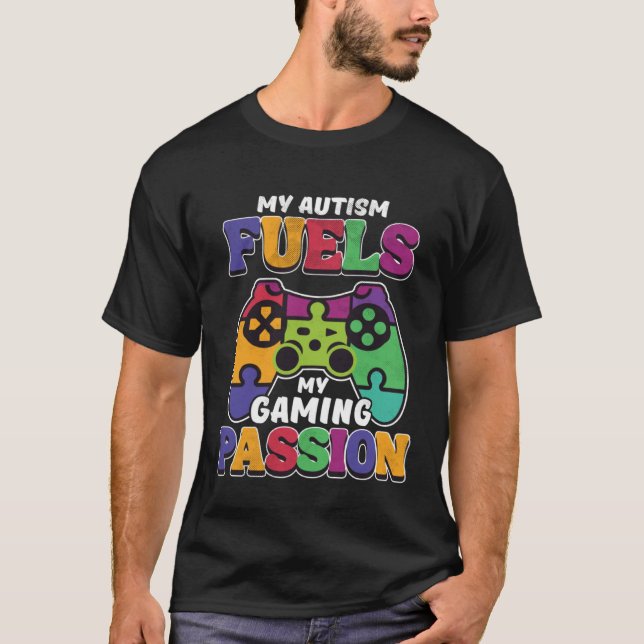 Autismspel Mitt autism driver min spelpassion Spel T Shirt (Framsida)